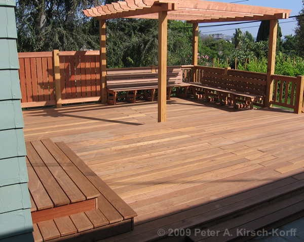 Mangaris & Redwood Deck with Arbor & Benches  - Los Angeles