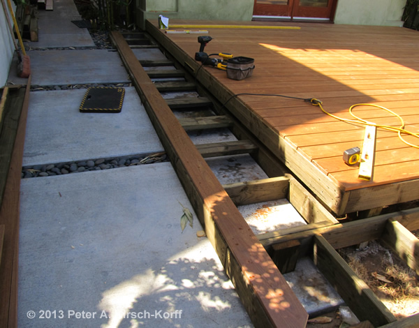 Heavy Duty Deck Building Step 12 - Main Deck Done & Steps Started For A Heavy Duty Beach Front Dining Ipe Patio Deck - Manhattan Beach, CA