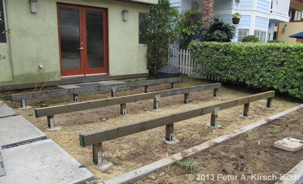 Deck Building Step 1 - Deck Beams In Place For A Heavy Duty Beach Front Dining Ipe Patio Deck - Manhattan Beach, CA