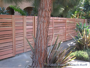 West Los Angeles Redwood Fence - Modern Horizontal Style - Before Staining