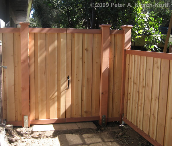Modern Vertical Cedar Wood Fence &amp; Gate (matching gate detail)  - Pasadena, CA