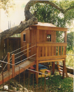 wooden Playhouse with Storage and Gangway Access