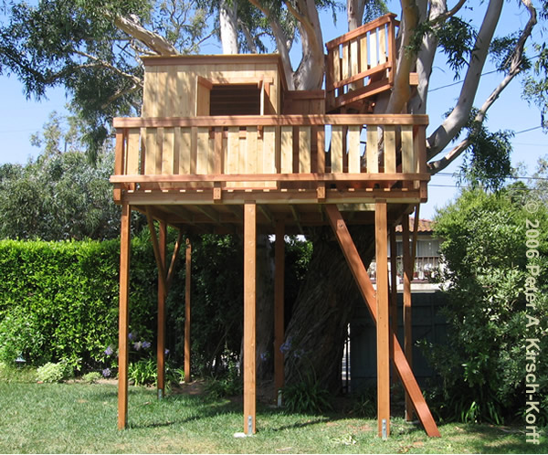 Freestanding Custom Treehouse (front view) - Malibu, California