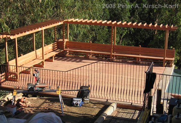 Redwood deck in progress - serving Malibu, West Hills, Sherman Oaks, Thousand Oaks, Encino