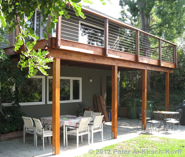Matching Second Story Deck with Cable Railing - Woodland Hills, CA