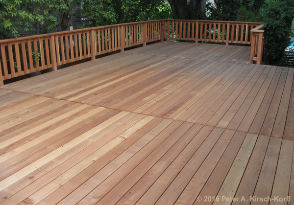 Lattice Redwood Entertaining Deck completed with railing and stairs - West Los Angeles, CA