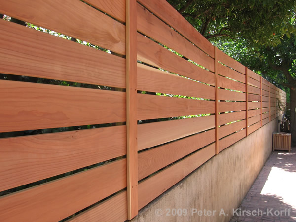 Modern Horizontal Wood Fence & Gate (Wall Extension) - Hollywood, CA