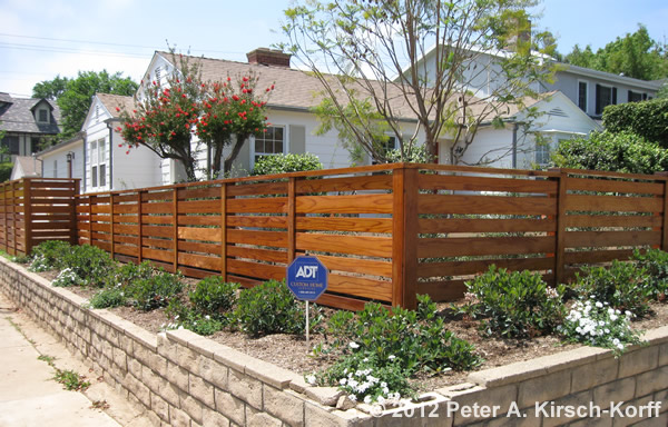 Redwood Contemporary Horizontal Style Corner Fence - Santa Monica, CA