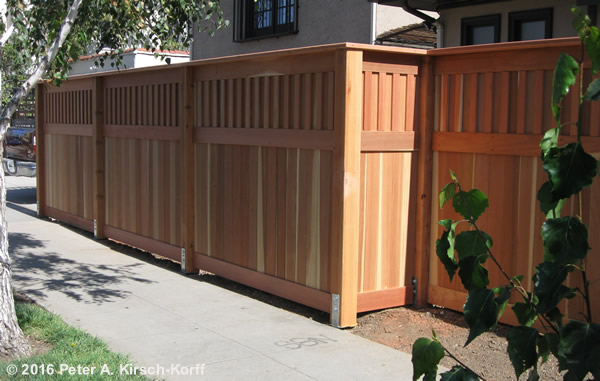 Photo of Los Angeles Wood Craftsman Decorative Redwood Fence - Larchmont Village, CA