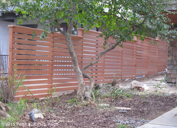 Photo of Los Angeles Contemporary Horizontal Redwood Fence (before staining) - Sierra Madre,CA 