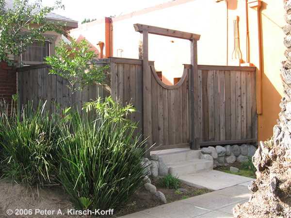 Asian Entry Gate with Decorative Arch and Fence - South Pasadena, CA