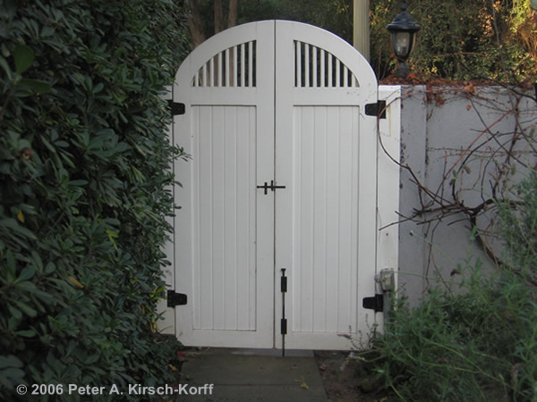 Custom Design of a Cottage Style Curved Wooden Garden Gate - Pasadena (Los Angeles Area)