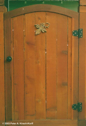 Mahogany Craftsman Side Gate with Carved Art - South Pasadena, California