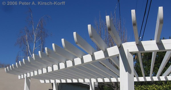 Matching decorative rafters for the new wood pergola in San Gabriel Valley, CA (near Los Angeles)