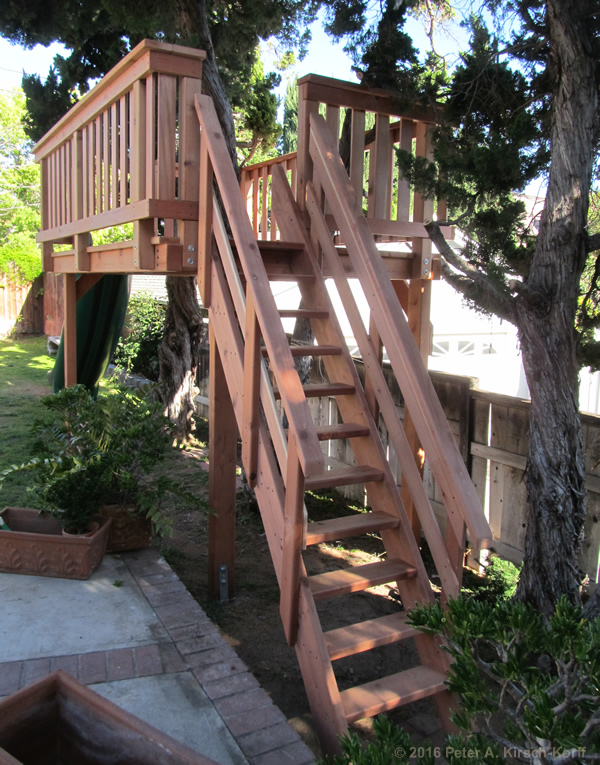 Redwood Elevated Entertaining Tree Deck with Slide - Glendale Hills, CA