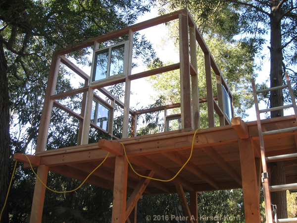 Greene & Greene Inspired Redwood Tree House (construction view of clubhouse) - Pasadena, CA